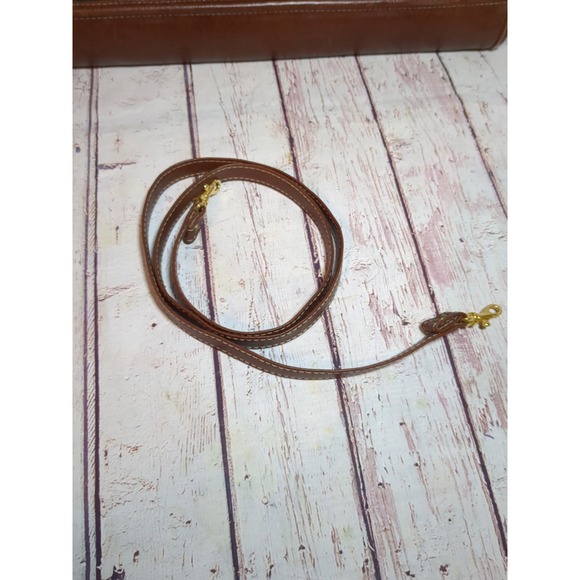 Kathie Lee 1990s Vintage Briefcase Tote Bag Handbag Brown Cognac Leather - Picture 4 of 9